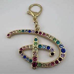 Disney ''D'' Icon Flair Bag Charm Multicolor Faceted Gems- DISNEY STORE. Used.